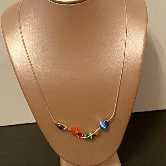 ITALY NECKLACE CHOKER STERLING SILVER YYY BEADS ADDED 15.5” 6.2g - Picture 2 of 9